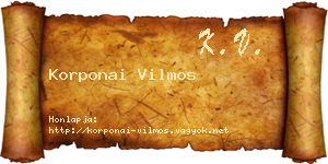 Korponai Vilmos névjegykártya
